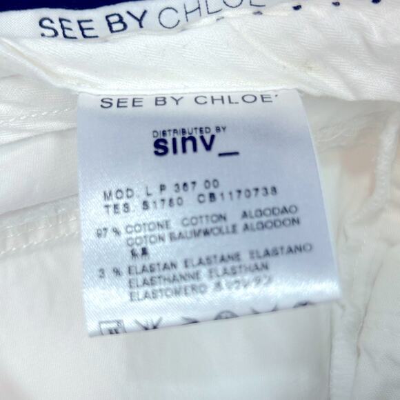 See By Chloe White Flare Bootcut Cotton Trouser Pants Size 2 - Picture 12 of 14